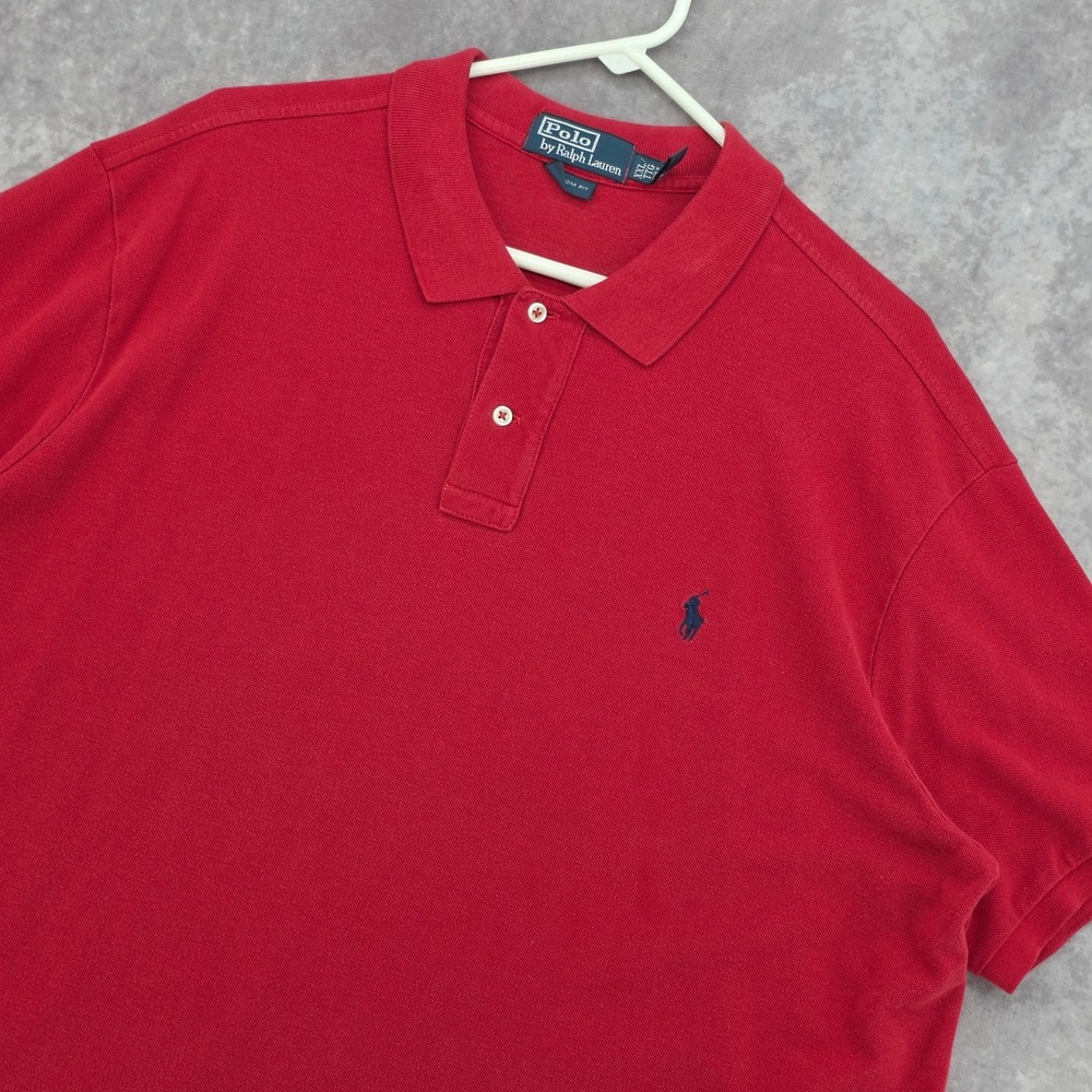 Polo Ralph Lauren Pique Polo Shirt Mens XXL Custom Fit Red Cotton Short Sleeve